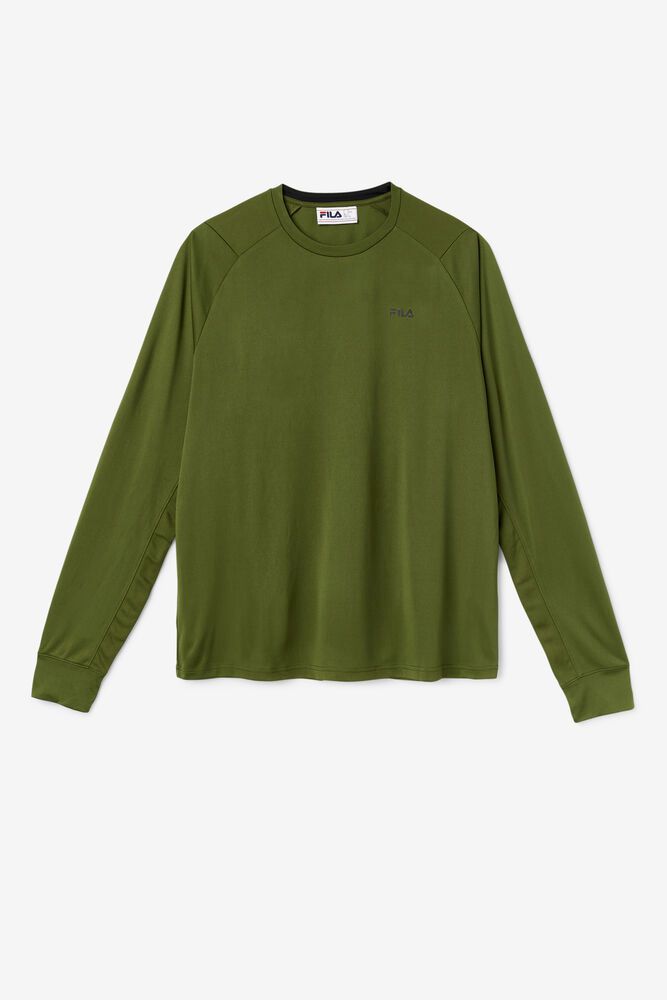 Fila Jazam Long Sleeve Crew T-Shirt Olive - Mens - 06483DRFT